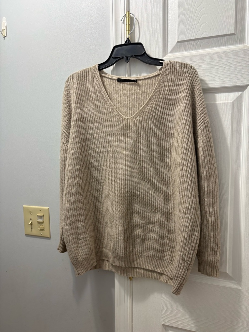 Jenni Kayne Shaker Stitch Wool & Cashmere V-neck Sweater Size Small Pre-Owned